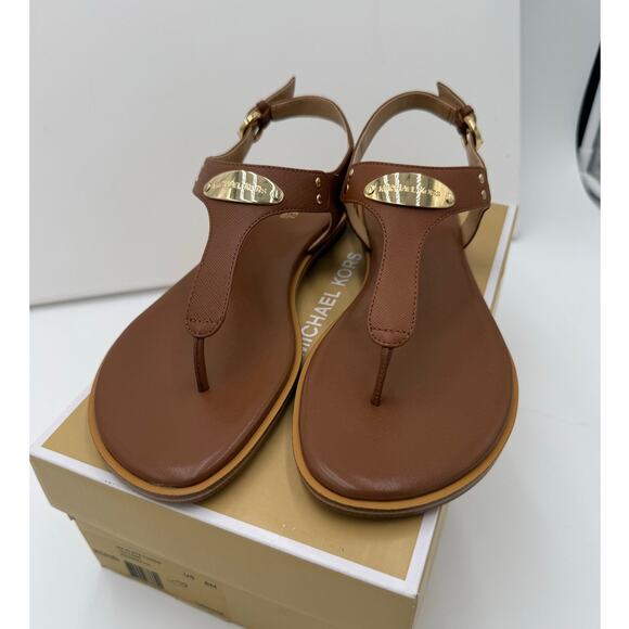 Michael Kors Brown Sandals with Gold Accents - Picture 1 of 9
